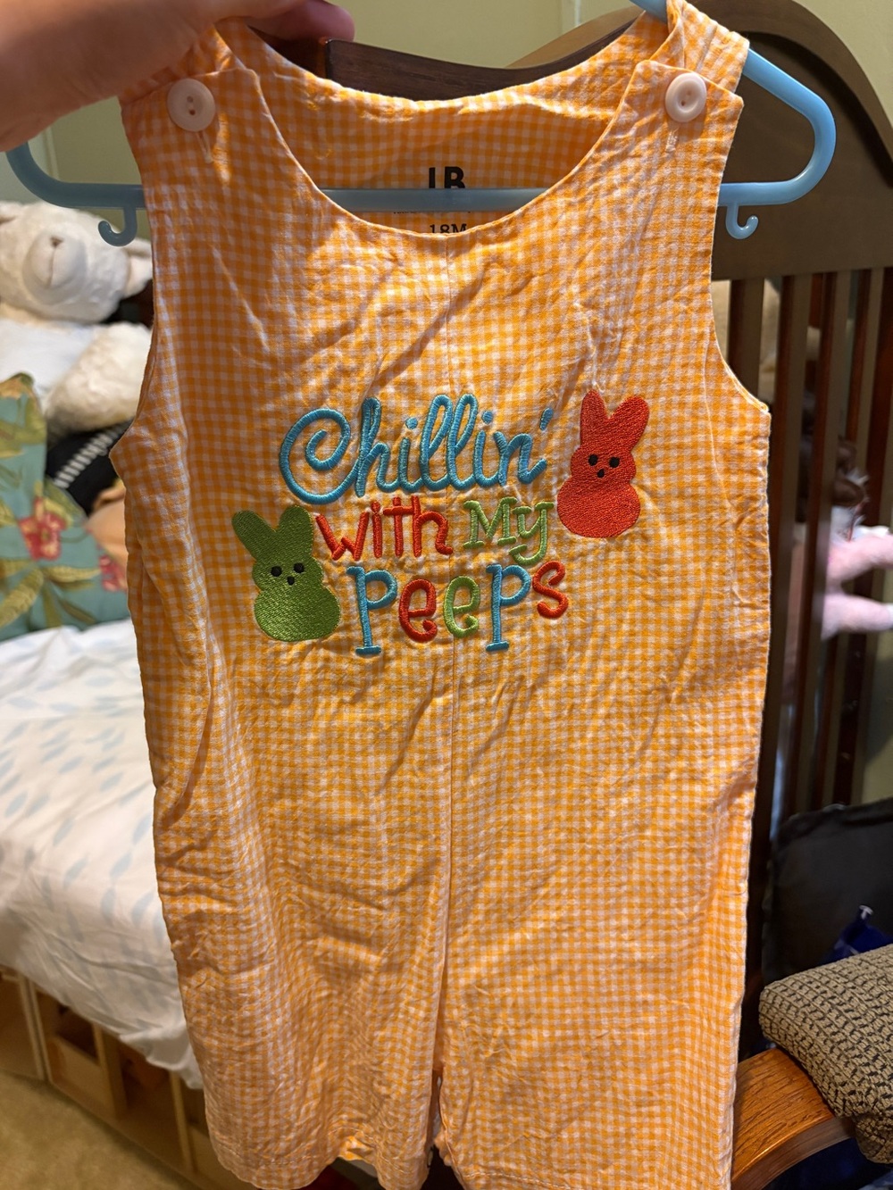 Easter 18m Yellow Gingham "Chillin' With My Peeps" Baby Romper